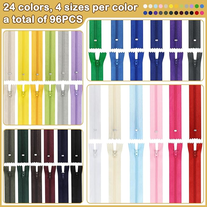 Zippers, DOITEM 48 pcs Zippers for Sewing 6 Inch 10 Inch Multicolor Nylon Coil - Image 4