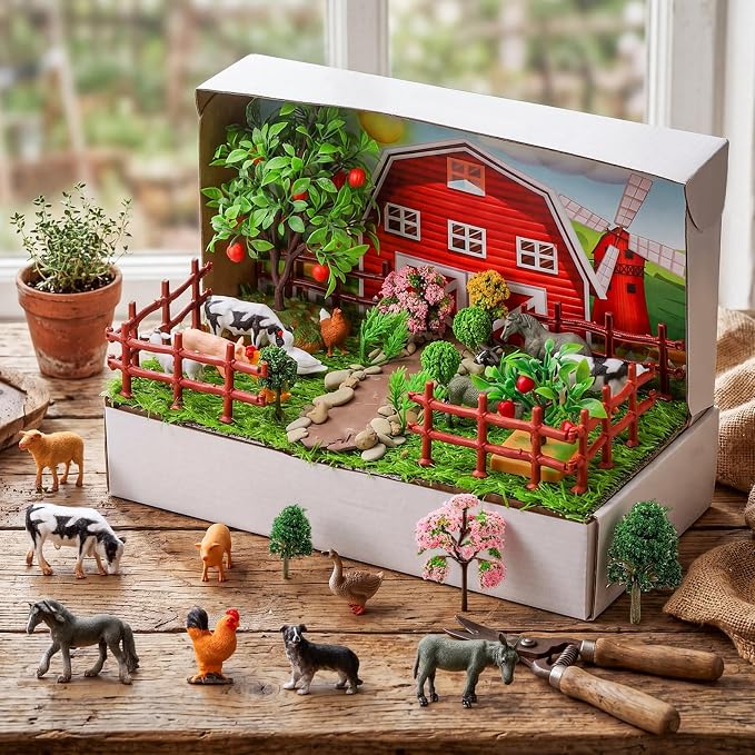 Teyva Daily 48 Pcs Farm Diorama Kit Habitat Project Box Set Farm Diorama - Image 2