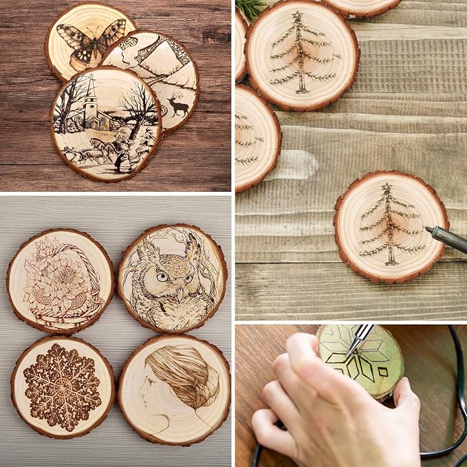 LESUMI Wood Slices with Bark, DIY Craft Supplies - Image 5