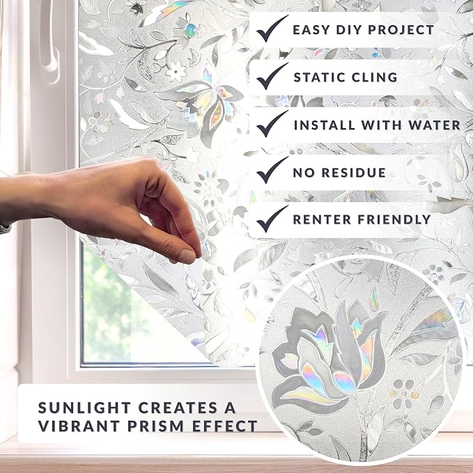 Rainbow Floral Light Effects Window Privacy Film by Artscape - Image 2