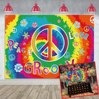 8X6FT 60's Hippie Theme Backdrop Peace Love Photography Background by TENCOWPartyDecoration