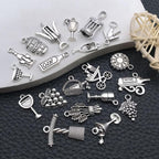 WOCRAFT 60pcs Antique Silver Wine Bracelet Charms - Image 5