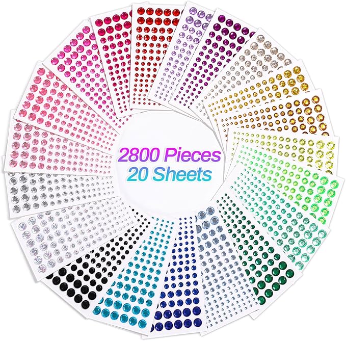 2800 Pcs Self Adhesive gems Stickers - Image 2