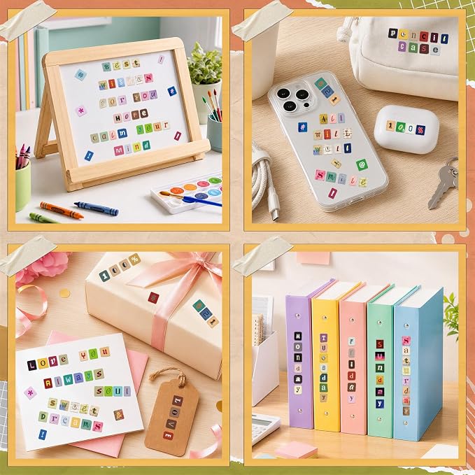 1304 Pcs Letter Stickers for Scrapbook Supplies, Vintage Alphabet Stickers | 12 - Image 8