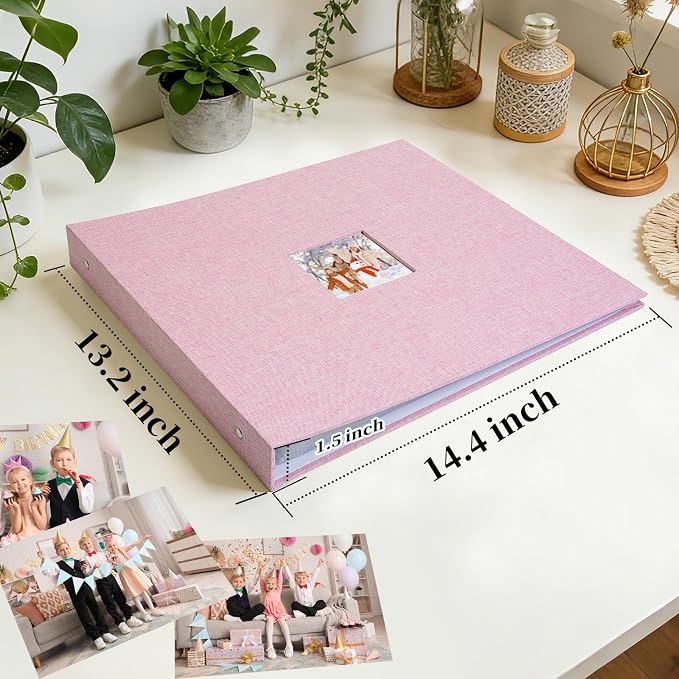 12x12 Inch Large 3 Ring DIY Scrapbook Photo Album, Linen Cover Scrapbook - Image 3
