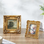 Qunclay Vintage Mini Picture Frames Set of 4, Round Rectangle Ornate Small - Image 5