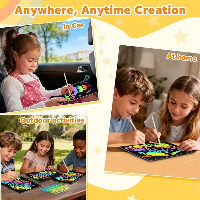 ZMLM Scratch Paper Art-Crafts Gift: 2 Pack Rainbow Notebooks Supplies Toys - Image 5