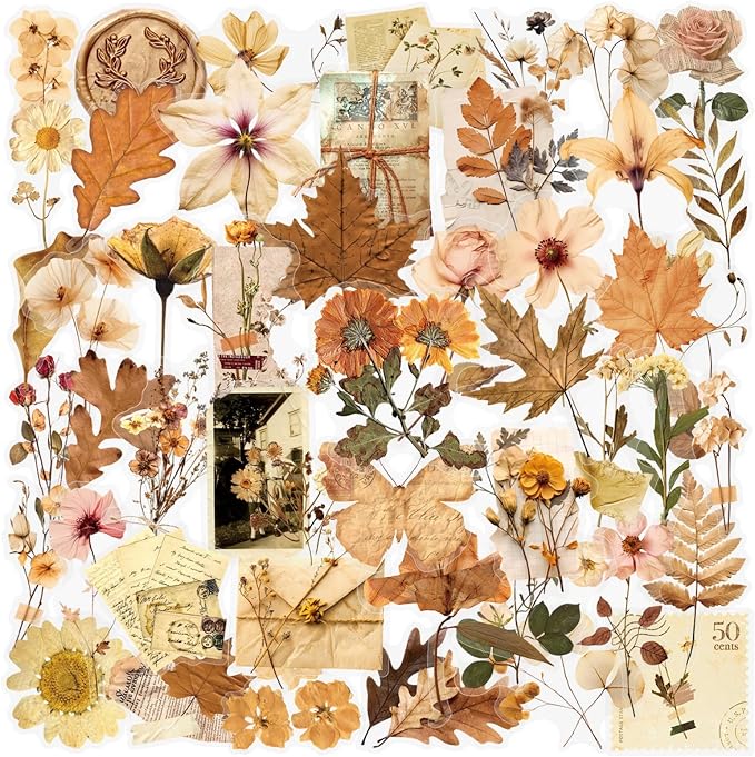 Transparent Flora Scrapbook Stickers Aesthetic Flowers Stickers | Transparent & by Unknown
