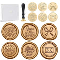 UNIQOOO 6 Pcs Wax Seal Stamp Set, Blessing Sealing Stamper Kit, Wooden Handle by UNIQOOO