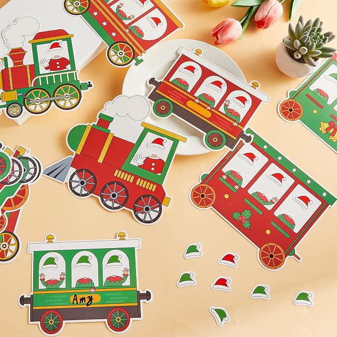 60pcs Christmas Theme Cutouts Xmas Trains Bulletin Board Decoration Set - Image 4