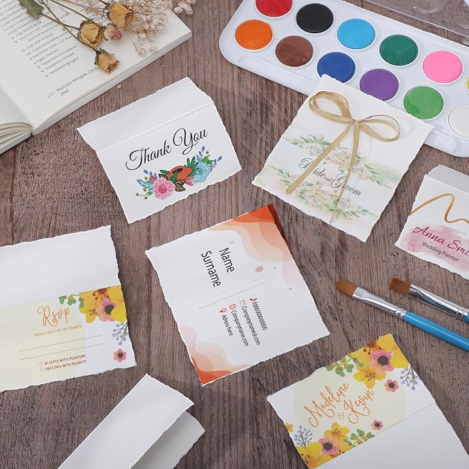 50 Sheets Watercolor Paper 3.5 x 2, 300 GSM Deckled Edge Paper Rough/Textured - Image 7