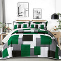 Tyrot 2 Piece Green Quilt Set Twin Size Black Grey White Geometric Reversible by TyrotHomeDecor
