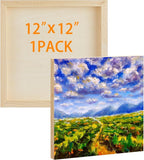 Barydat 1 Pack Wood Canvas Board 12 x 12 Unfinished Wood Canvas Wooden Panel by home