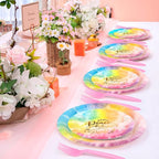 150 PCS Tie Dye Party Supplies, Pastel Tie Dye Tableware Set Napkin Peace Love - Image 5