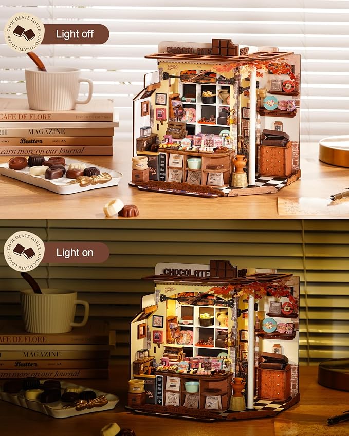 Rolife DIY Miniature House Kit Henry's Chocolate Shop 1:18 Scale Dollhouse - Image 4