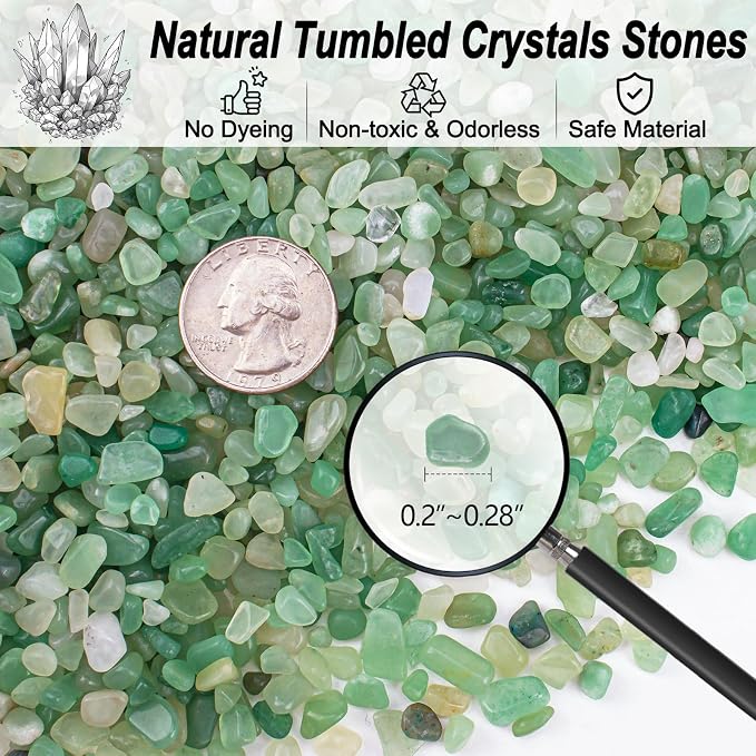 0.88 LB Aquarium Gravel Rocks Green Aventurine Crystal Chips Tumbled Healing - Image 2