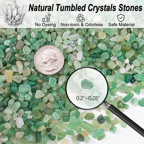 0.88 LB Aquarium Gravel Rocks Green Aventurine Crystal Chips Tumbled Healing - Image 2