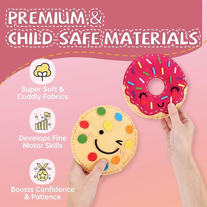 Cymbana Kids Sewing Kit, DIY Food Felt Plush Donuts, Ice Cream Kids Crafts | - Image 5