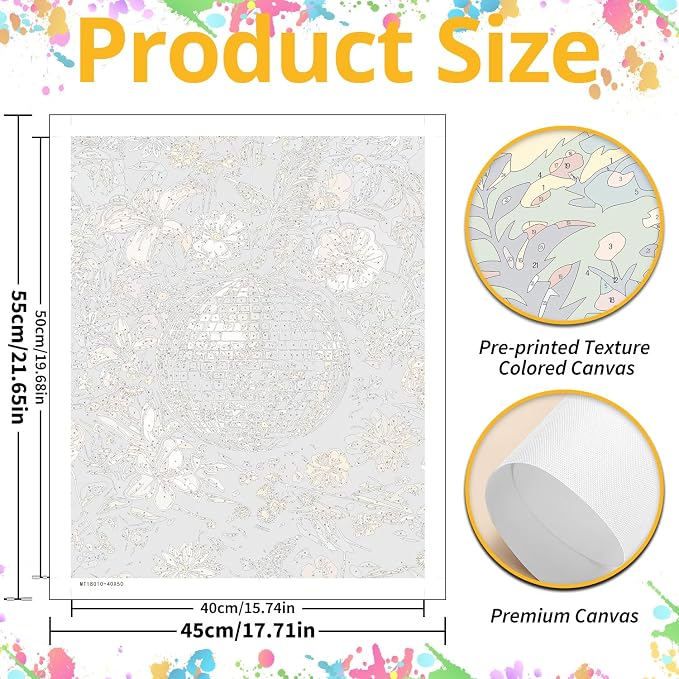Flowers Paint by Numbers for Adult, Disco Paint by Numbers Kit for Adults - Image 3