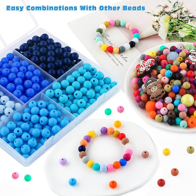 300Pcs Silicone Beads 9mm Mix Color, Bulk Silicone Beads 9mm - Image 5
