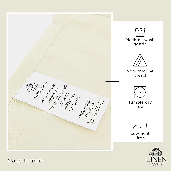 Linen Home 100% Cotton Percale Sheets Full Size, Deep Pocket, 4 Pieces Set - Image 4