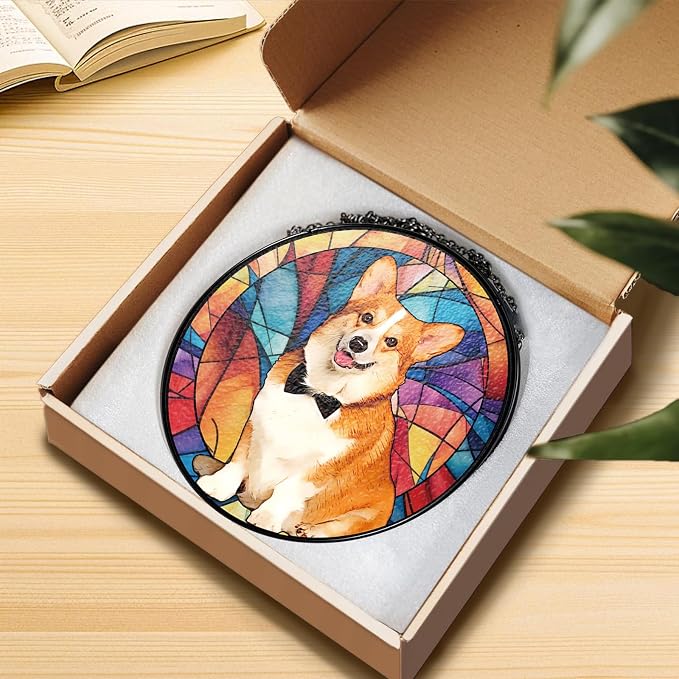 Personalized Pet Portrait Stained Glass Suncatcher, Custom Window Hanging Dog - Image 6