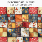 Autumn Patchwork Cotton Fabric Panel 61 x 36.6 Inches, Vintage Quilt Style - Image 2