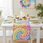 Fun Express Beach Bum Tie-Dye Table Runner – Vibrant Over 7 Feet Long, and - Image 3