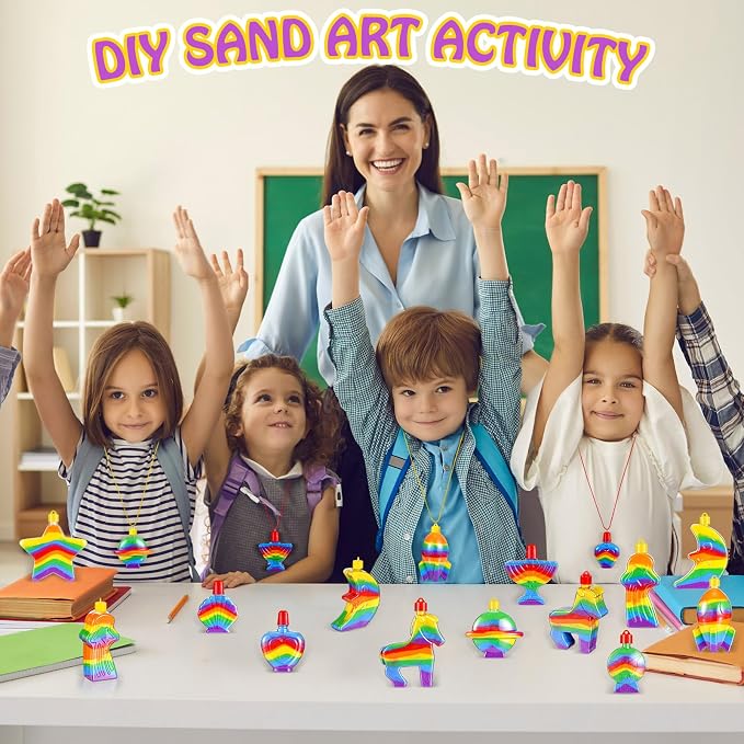 Uiifan 20 Pcs Sand Art Bottle Necklaces Bulk Sand Art Craft Kits - Image 6