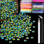 2500pcs 5mm Resin Rhinestones Bulk, Emerald Black AB Flatback Round Jelly by BELLEBOOST