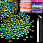 1500pcs 6mm Resin Rhinestones Bulk, Emerald Black AB Flatback Round Jelly by BELLEBOOST