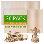 36 Pack Basswood Sheets Board 1/8 Inch Unfinished Wood, 3mm Plywood by Unknown
