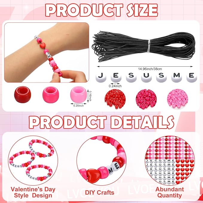 Ferreve 35 Sets Valentine's Day Christian Craft Kit Jesus Love Me DIY Bead - Image 2