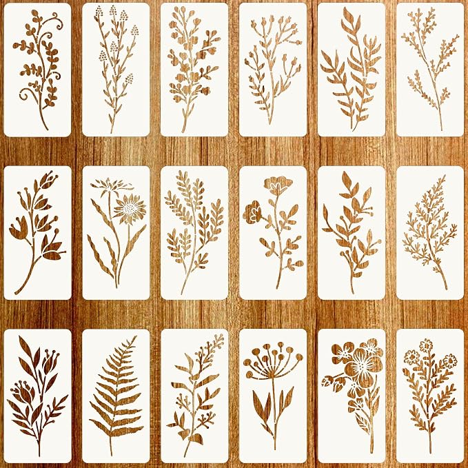 Stencils for Painting on Wood, Reusable Flower Stencils Painting Crafts by Jeffdad