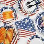 50 Guests 4th of July Paper Plates Napkins Forks American Flag Tableware Set - Image 5