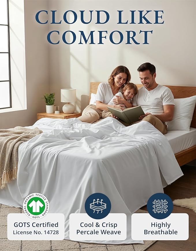 LANE LINEN 100% Organic Mercerized Cotton Pre Washed Full Size Bed Sheets - Image 2