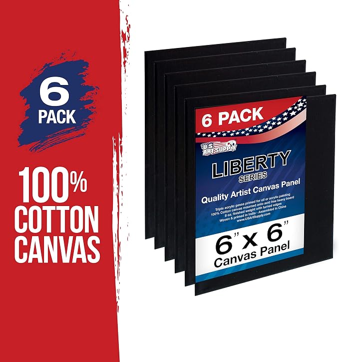 U.S. Art Supply 6 X 6 Inch Black Art Canvas Board Panels 6 Pack - Image 2