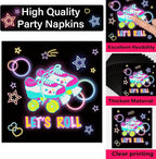 50 Guests Roller Skating Plates and Napkins Party Supplies Retro Roller Skate - Image 4