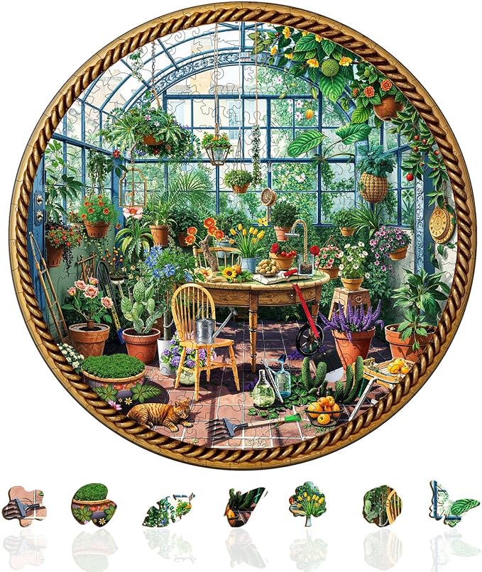 Flower Plant Garden Puzzles Succulents Vintage Greenhouse Rustic Nature Puzzle by Jollitot