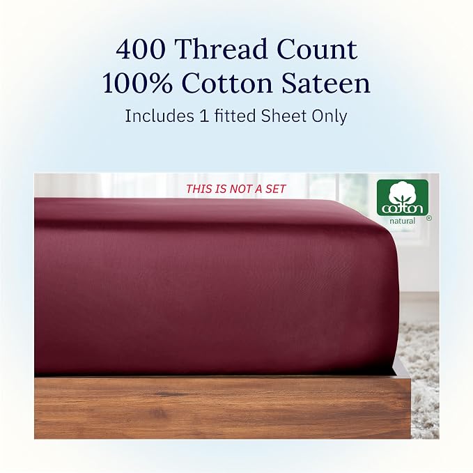 California Design Den King Size Fitted Sheet Only, Deep Pocket Soft 400 Thread - Image 4