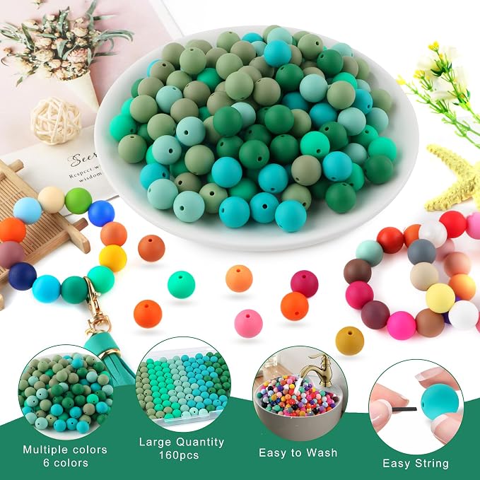 160Pcs Silicone Beads 12mm Mix Color, Bulk Silicone Beads 12mm - Image 3