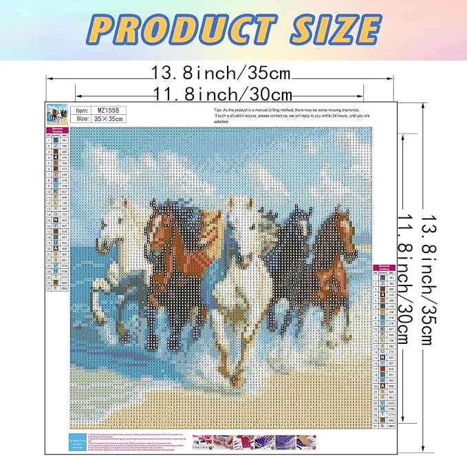 Horse Diamond Art Kits for Adults, 5D Animal Diamond Painting 14x14in | 5D - Image 4