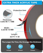 EMITEVER 0.39IN x 36FT Double Sided Tape Heavy Duty Tesa | Waterproof & - Image 6
