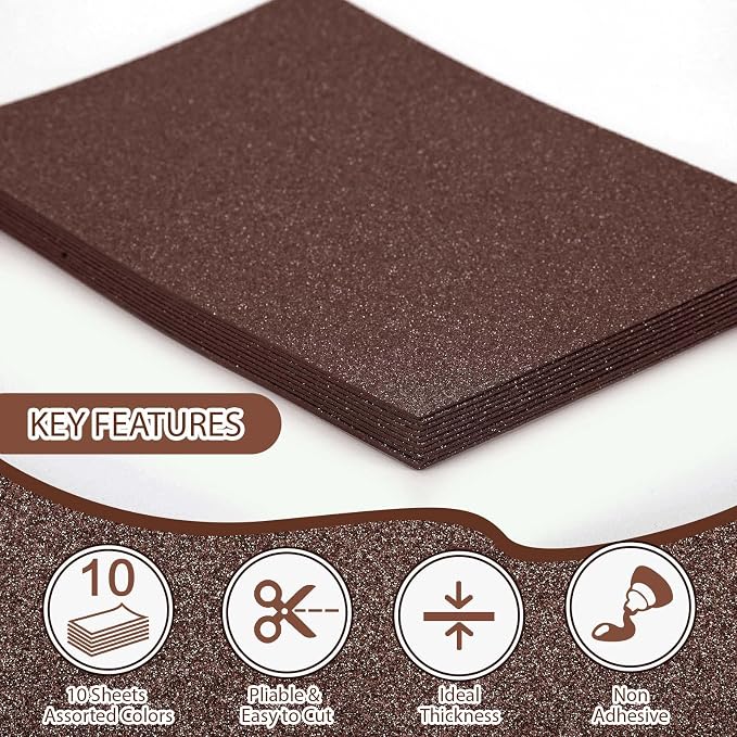 10 Pack Glitter Foam Sheets Craft 8 x 12 inch | Sparkles Foam Paper - Image 3