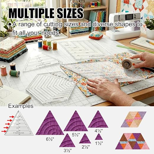 4 Pcs Quilting Ruler Set, 60 Degree Triangle and Diamond, 45 Degree Diamond - Image 5