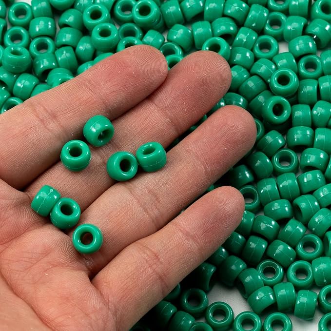 Gxueshan 1000 Pcs Acrylic Green Pony Beads 6x9mm Green Kandi Beads Bulk - Image 3