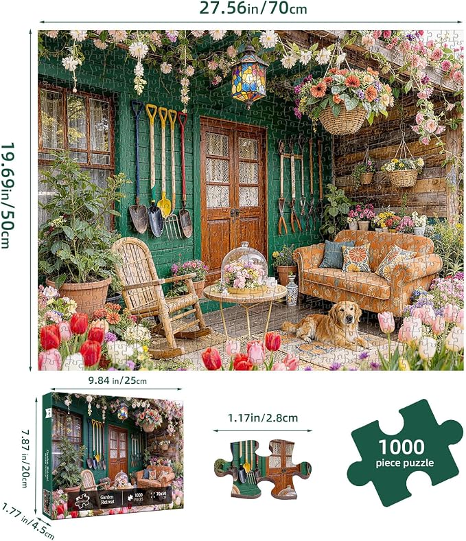 Garden Retreat Puzzles for Adults 1000 Pieces, Challenging Jigsaw Puzzles for - Image 3