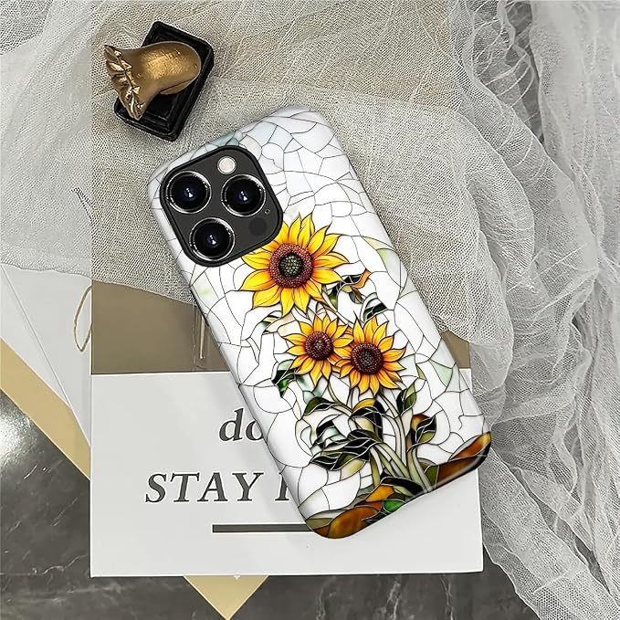 ZHEGAILIAN Case for iPhone 16 Pro Max, Sunflower Faux Stained Glass Effect - Image 6