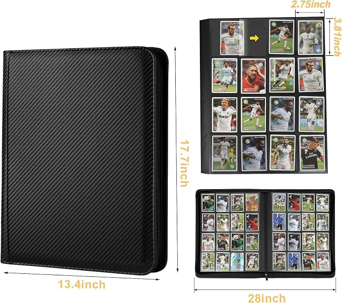 16 Pocket Ringless Side Loading Trading Card Binder, 1024 Cards PU Fixed Page - Image 2