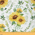 Rustic Sunflowers Fabric by The Yard, Watercolor Floral Flannel Polyester Fabric by CastleFairy